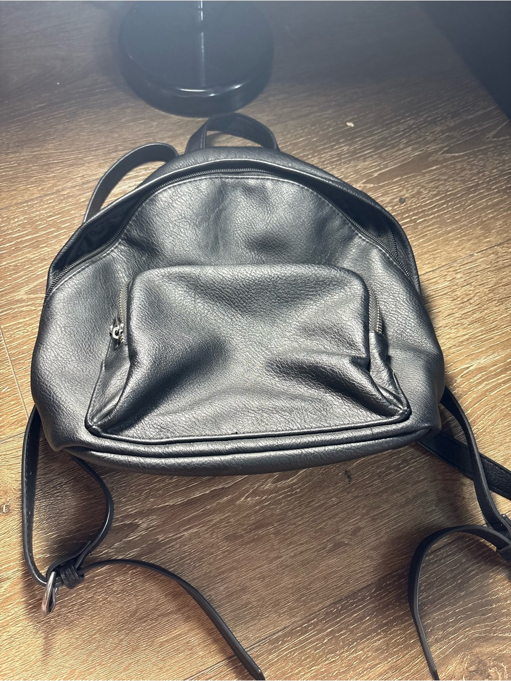 Universal Thread Black Faux Leather Mini Backpack